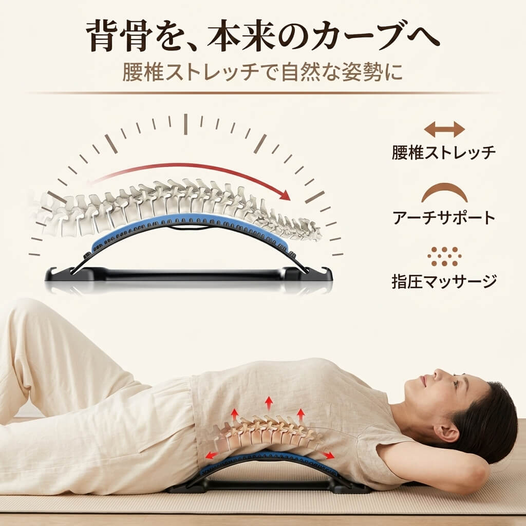 寝るだけ！腰・背中ストレッチャー